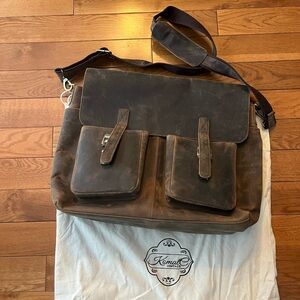 KomalC Vintage Brown Leather Messenger Bag